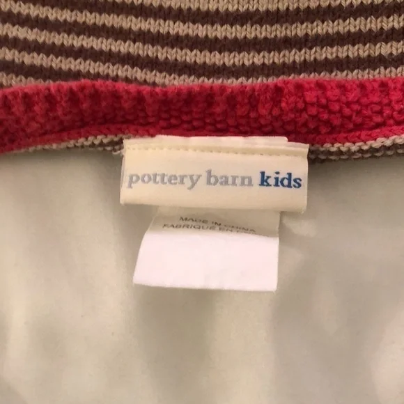 Pottery Barn kids 💯 cotton striped baby blanket with 🎅 Santa Claus brown khaki - Picture 5 of 8